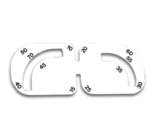 Szablon do wycinania kształtów o promieniu 10-70 mm